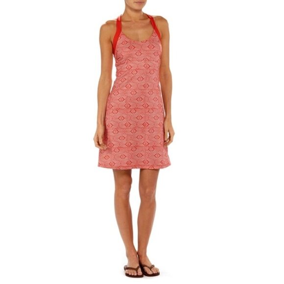 Patagonia Morning Glory Red Printed Cross Back Mini Dress M - Picture 1 of 5